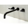 Kingston Brass KS8040CML Wall Mount Tub Faucet, Matte Black KS8040CML